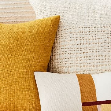 Soft Corded, Modernist, Handloomed &amp; Cozy Weave Pillow Cover Set, Horseradish, Set of 4 - Image 1