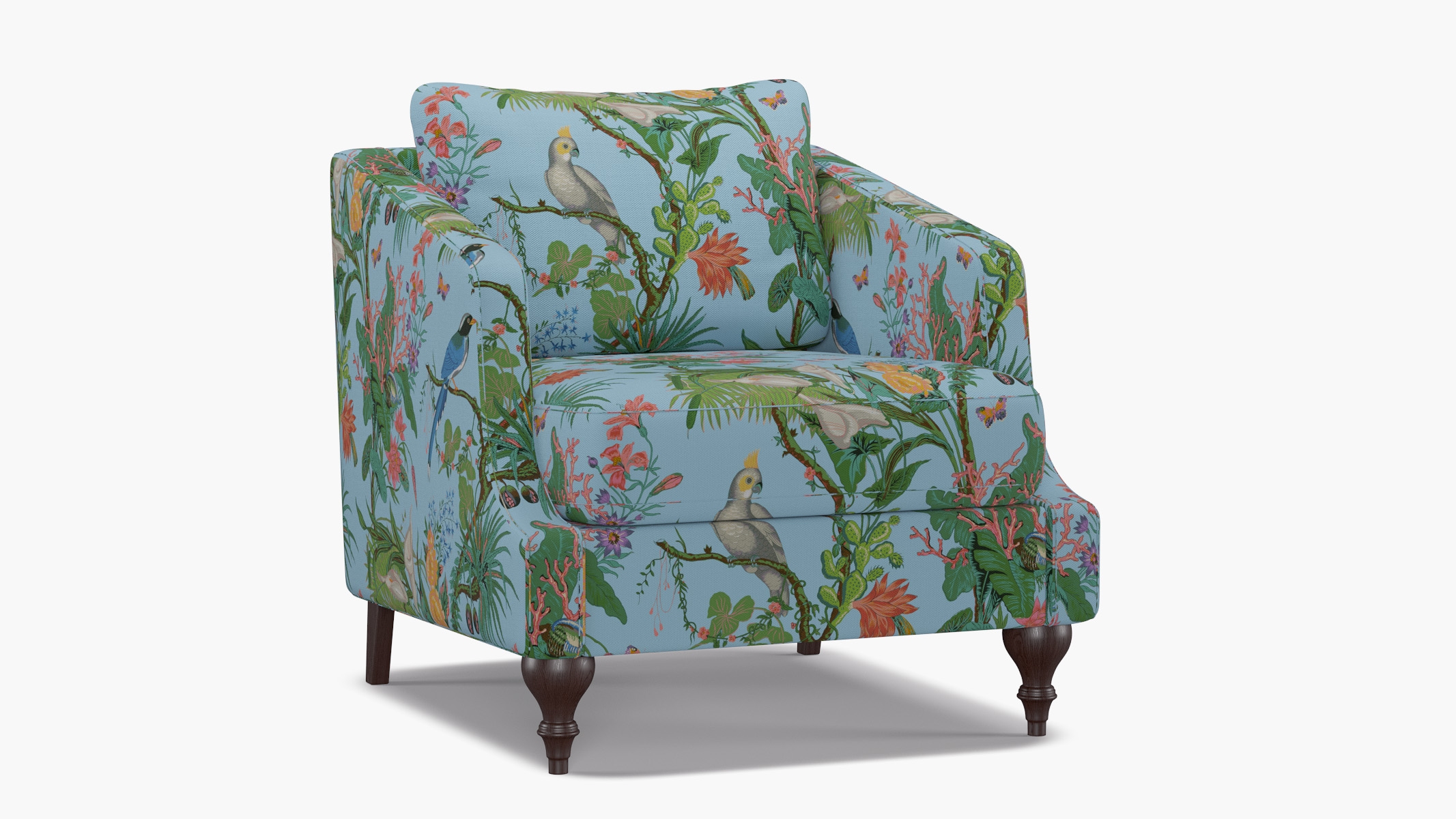 Slope Arm Chair, Sky Cinque Terra, Espresso Turned Wood Leg - Image 1