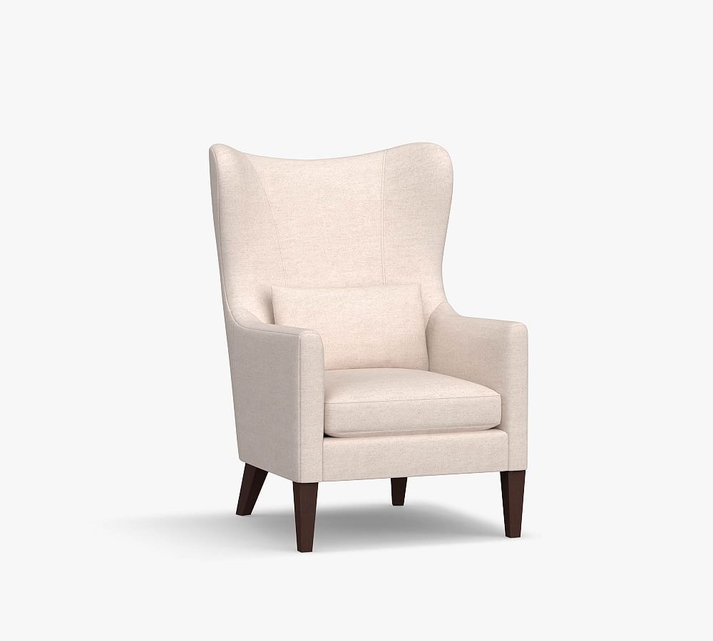 Champlain Square Arm Upholstered Wingback Armchair, Polyester Wrapped Cushions, Performance Heathered Basketweave Dove - Image 0