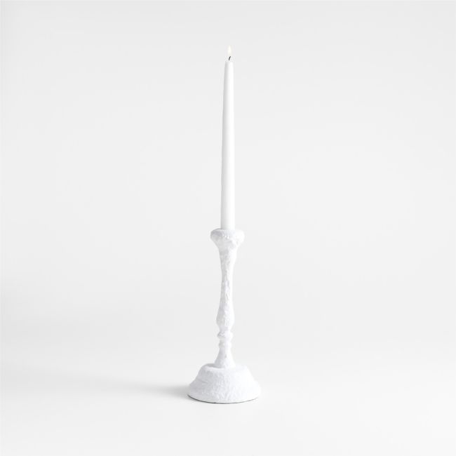 Sonara White Metal Taper Candle Holder 11" - Image 0