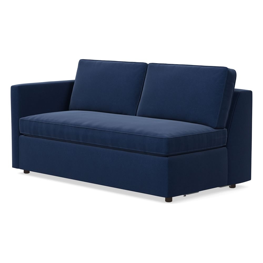 Harris Petite Left Arm 65" Sofa Bench, Poly, Performance Velvet, Ink Blue, Concealed Supports - Image 0