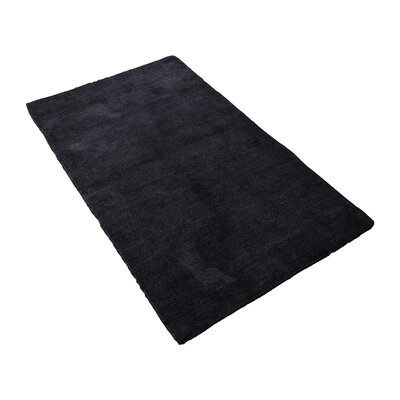 Rugsotic Carpets Hand Knotted Gabbeh Silk Mix 3'X5' Area Rugs Solid Charcoal LSM111 - Image 0