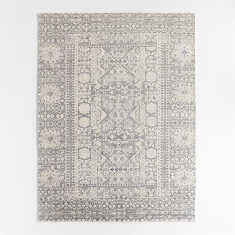 Sardinia Wool Performance Blend Traditional Grey Handknotted Area Rug 9'x12' - Image 1
