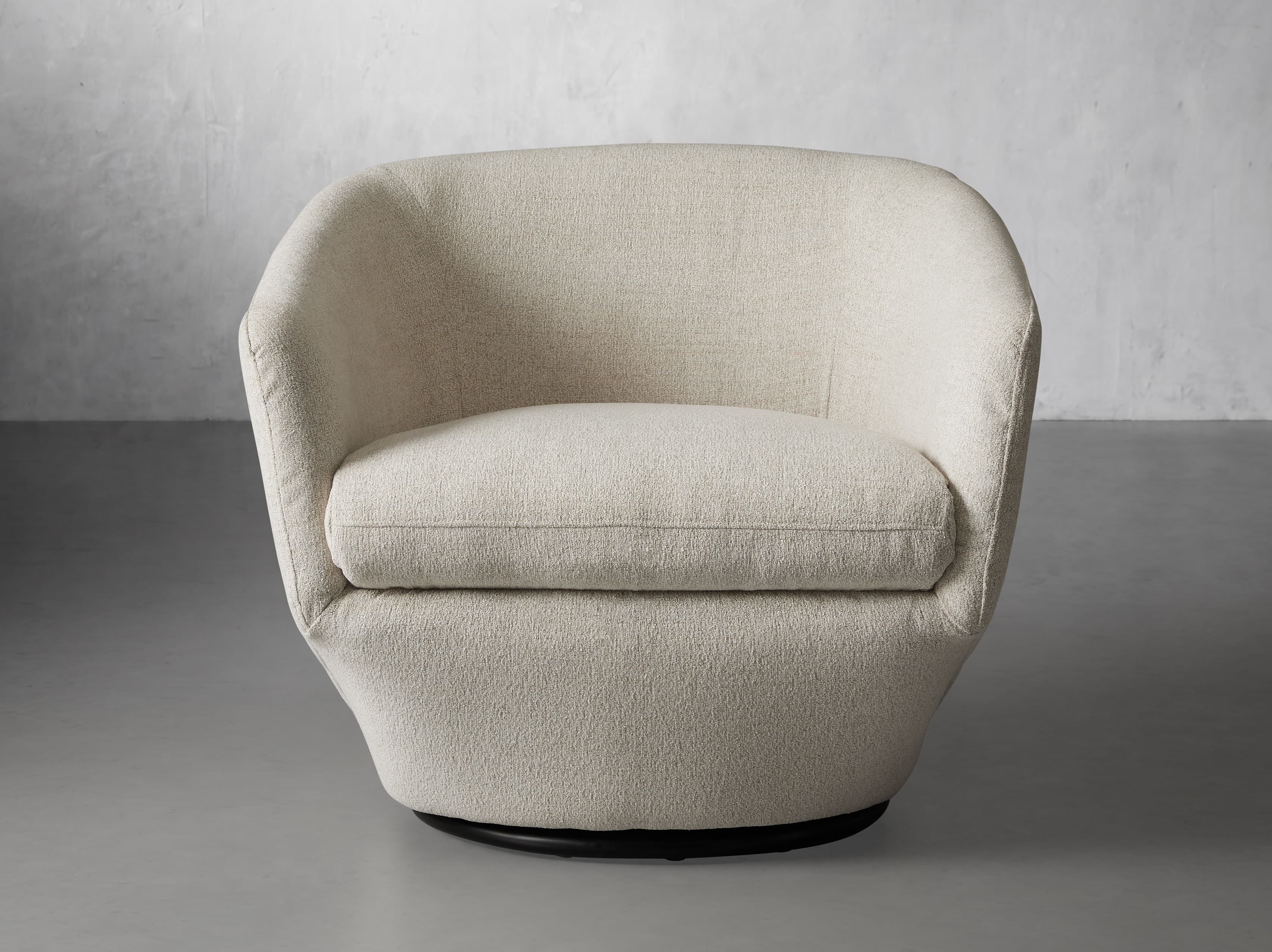 Pelton Swivel Chair in Upholstered White  Cushing Frost - Image 0