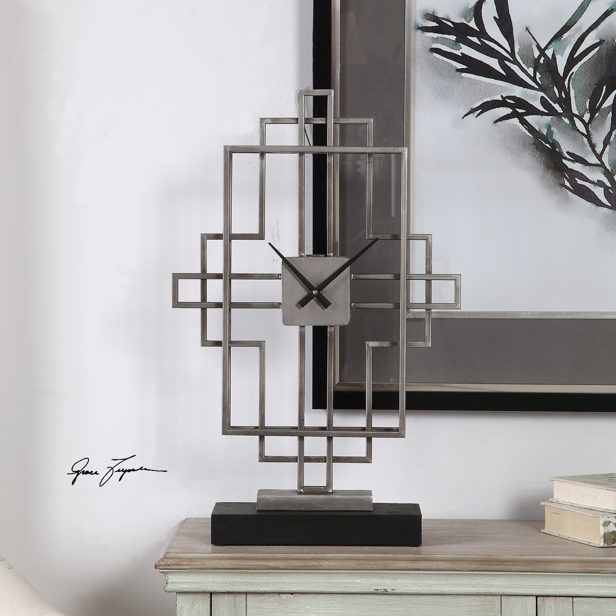 Vanini Silver Tabletop Clock - Image 0