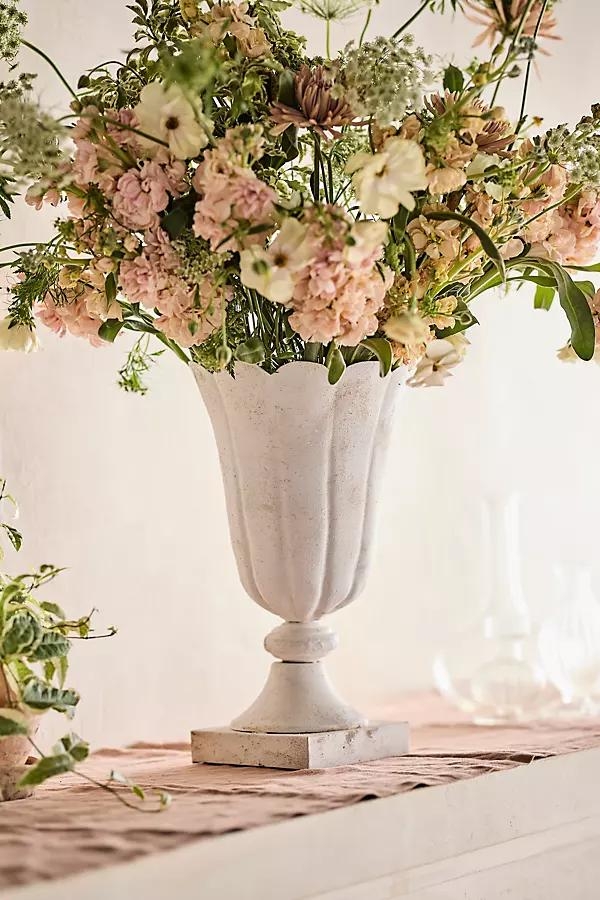 Antiqued Metal Urn Vase - Image 0