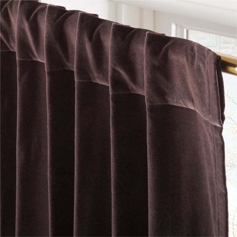 Chocolate Brown Velvet Window Curtain Panel 48''x84'' - Image 3