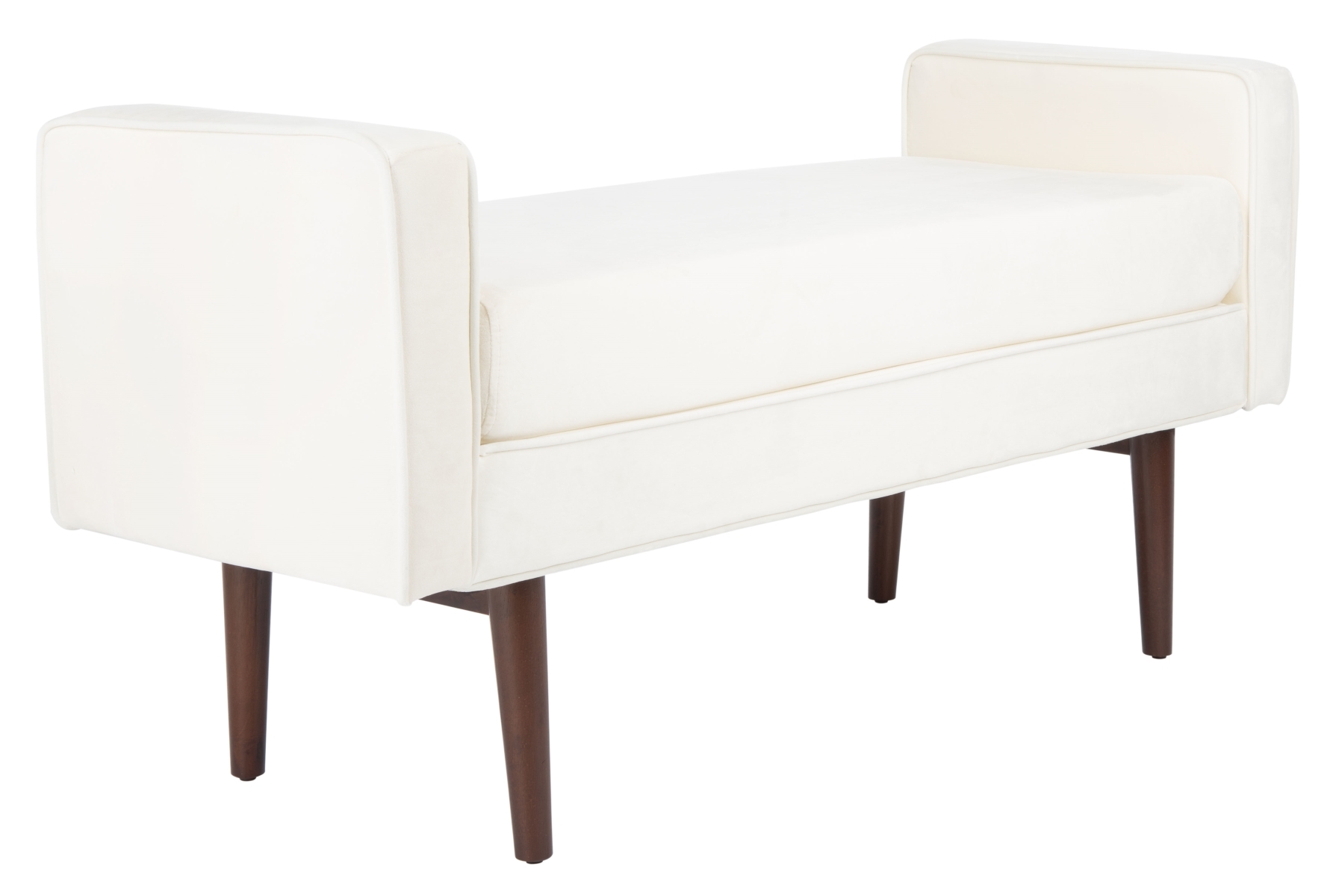 Henri Midcentury Bench - Cream / Walnut - Safavieh - Image 5