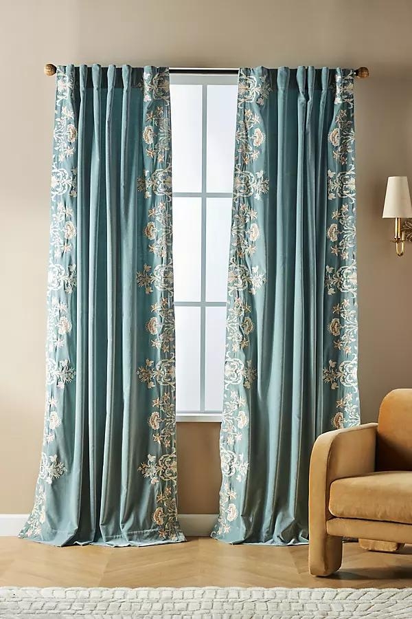 Harlowe Embroidered Velvet Curtain - Image 0