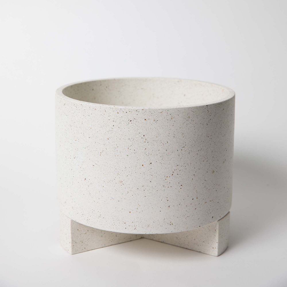 Large Planter With Base Concrete Removable Base White Terrazzo - Image 0