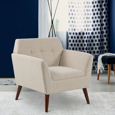 Traditional Single Sofa With Button Tufted Polygonal Straight Back, Armchair With Thick Padding, Blue - Image 0