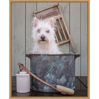 Washing The Dog (Bath) by Edward M Fielding - Floater Frame Photograph Print on Canvas - Image 0