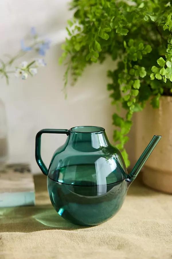 Turquoise Glass Watering Can - Image 0