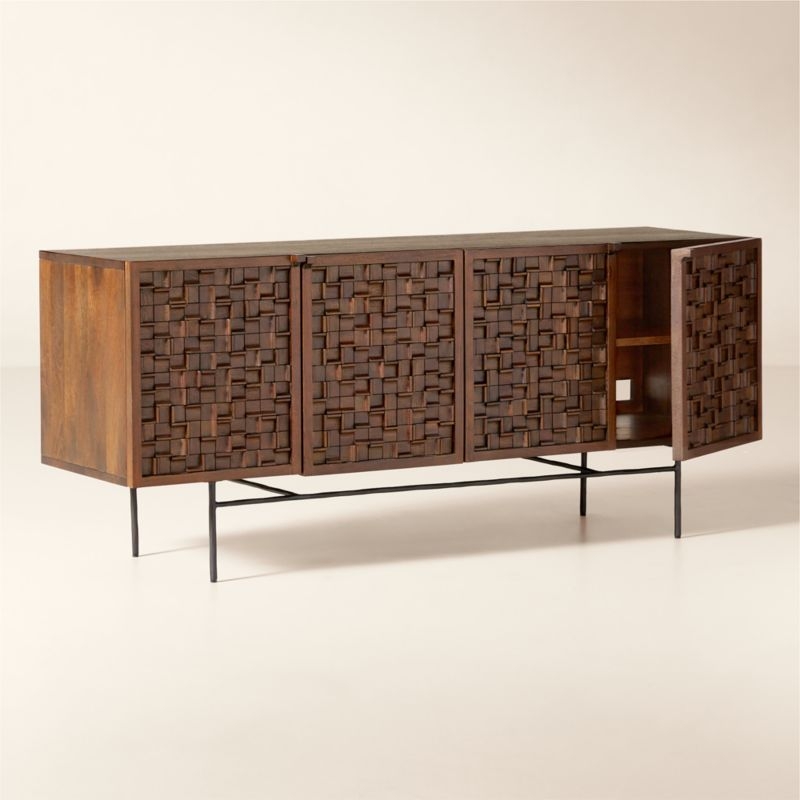 Elettra 68" Carved Mango Wood Credenza - Image 4