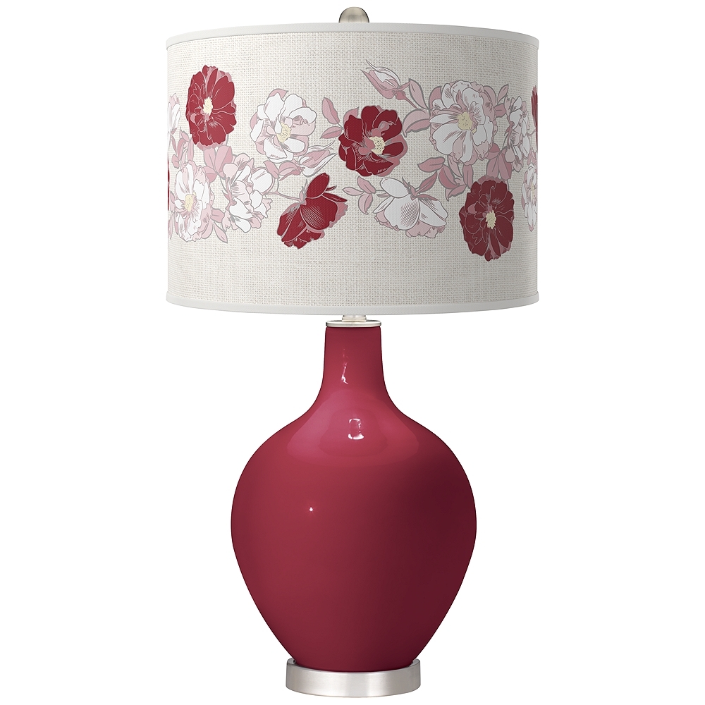 Antique Red Rose Bouquet Ovo Table Lamp - Image 0