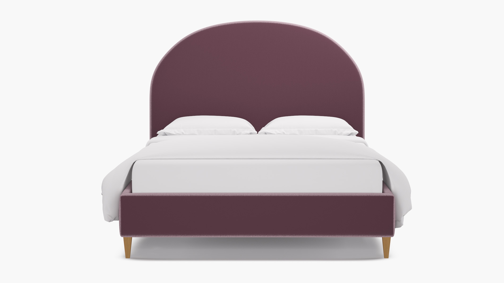 Demilune Bed, Lavender Performance Plush Velvet, Natural Square Tapered Leg, King - Image 0