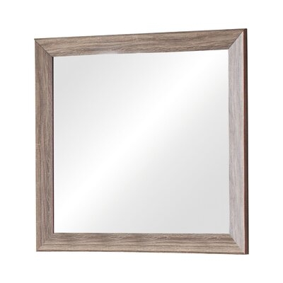 Mirror With Rectangle Wooden Frame And Washed Look, Brown - Image 0