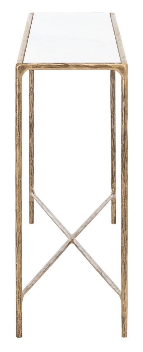 Jessa Forged Metal Rectangle Console Table - Brass/White - Image 6