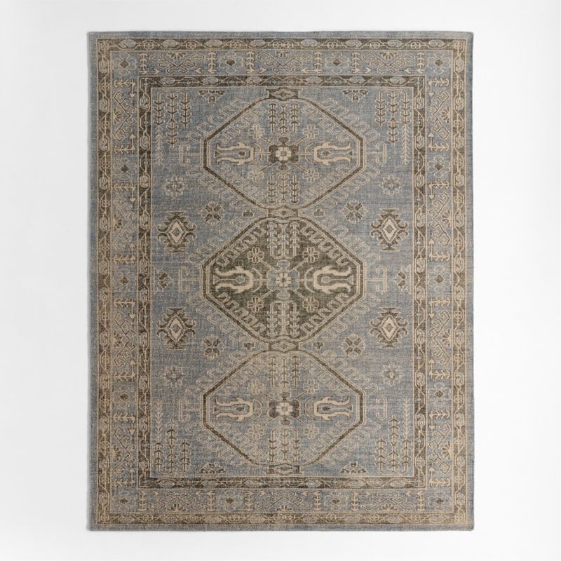 Naples Performance Traditional Blue Handknotted Area Rug 6'x9' - Image 1