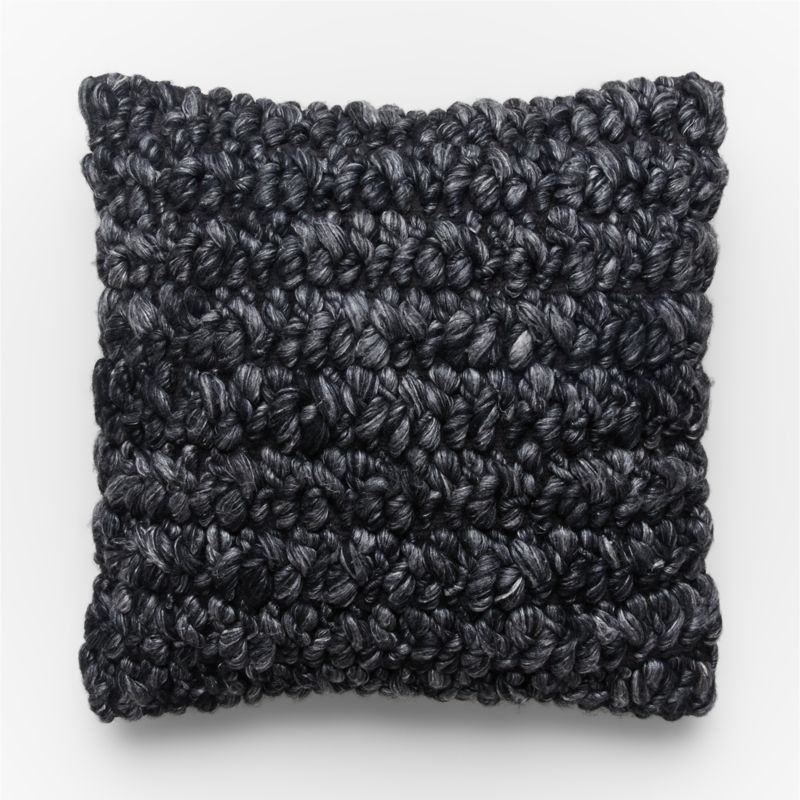 20" TILLIE WOOL BLACK PILLOW WITH FEATHER-DOWN INSERT - Image 0