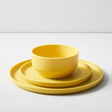 Modern Melamine Salad Plate & Dinner Plate & Cereal Bowl, Citrus Yellow, Set of 12 - Image 0