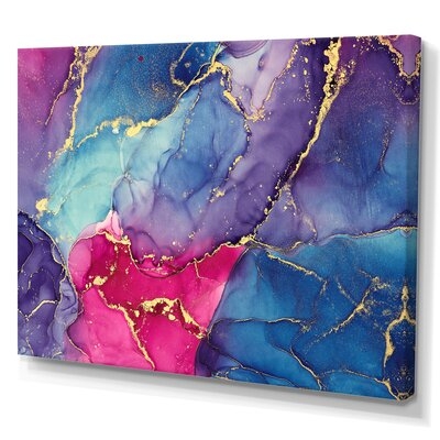 Blue and Pink Luxury Abstract Fluid Art - Print on Canvas - Image 0