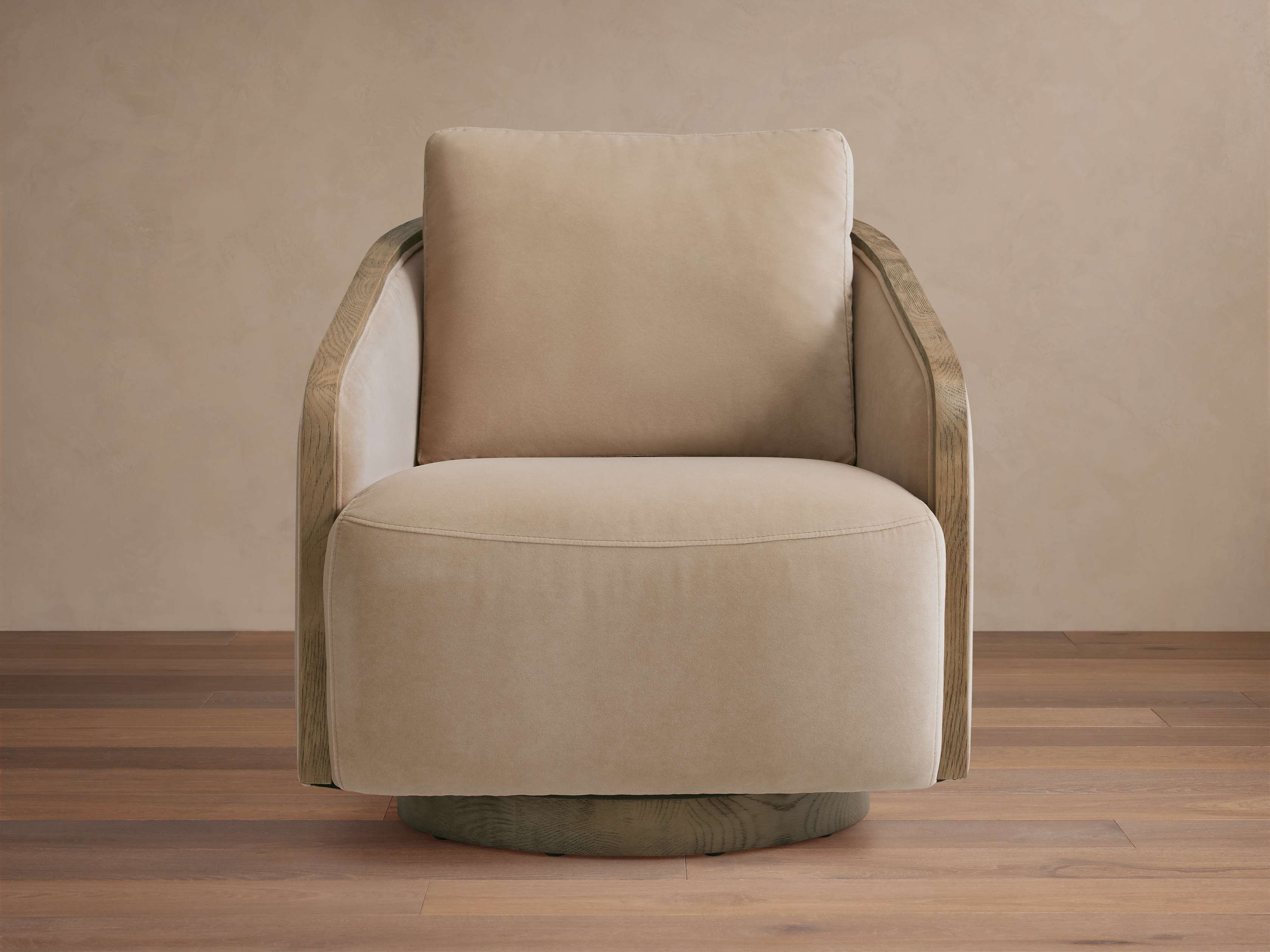 Pomona Swivel Chair in Upholstered Natural  Banks Linen/Fawn - Image 0