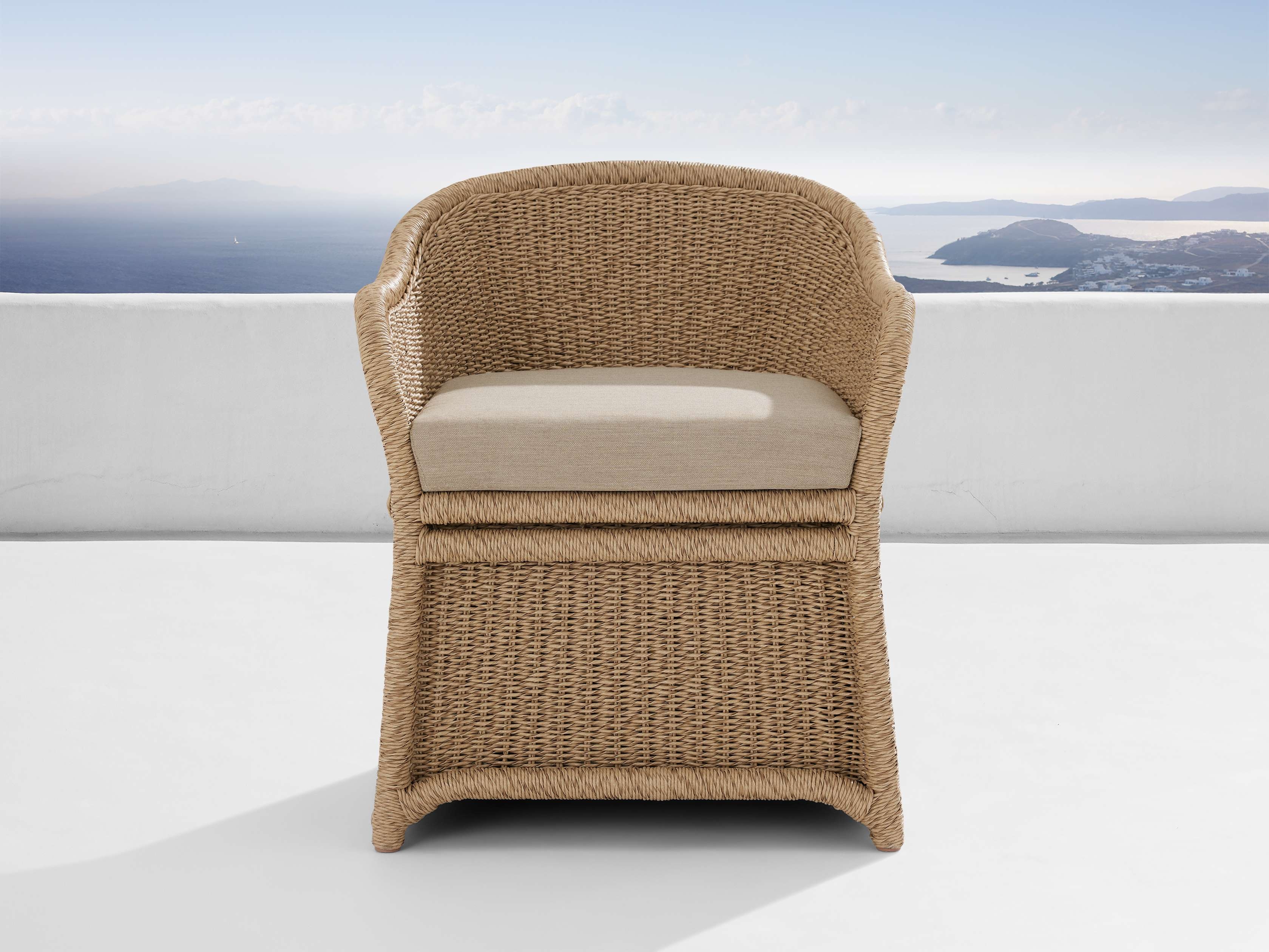 Fowler Outdoor Dining Chair in All Weather Wicker Natural  Rosemount Taupe  - Image 0