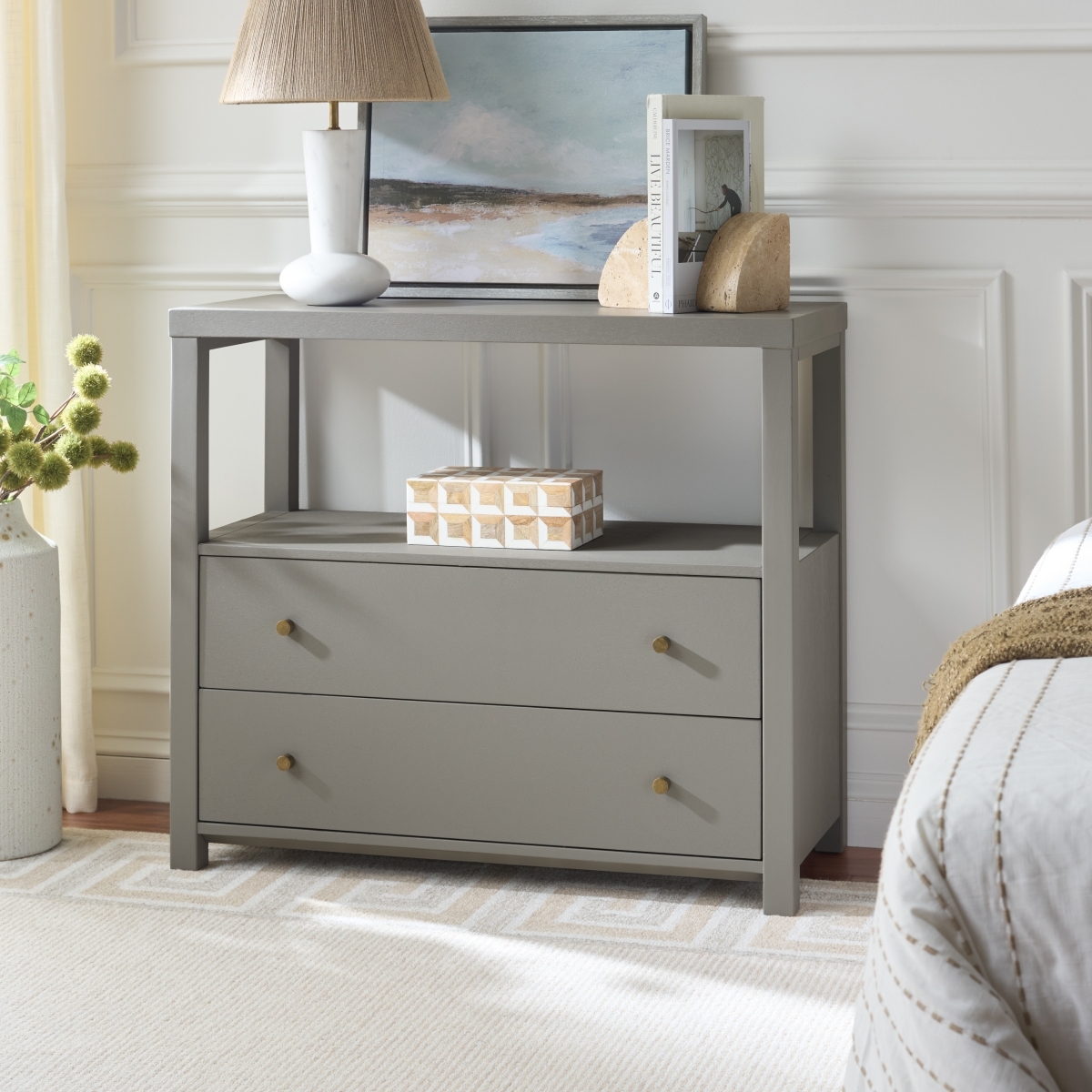 Ernest 2 Drawer 1 Shelf Chest - Grey - Image 1
