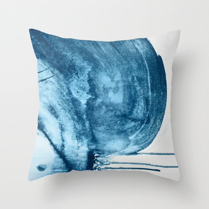 4 Am Thoughts: A Minimal Abstract Acrylic Piece In Blue By Alyssa Hamilton Art Couch Throw Pillow by Alyssa Hamilton Art - Cover (16" x 16") with pillow insert - Outdoor Pillow - Image 0