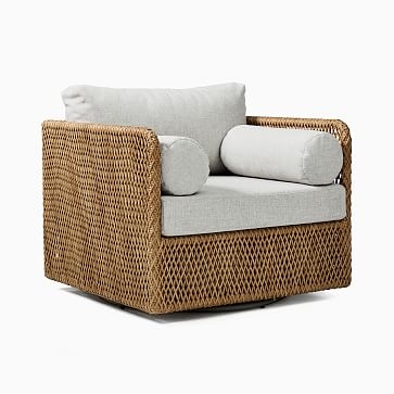 Coastal Swivel Chair, Swivel Chair, All Weather Wicker, Natural - Image 0