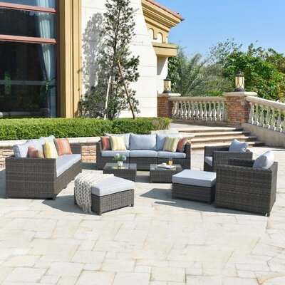 Patio 12 Piece Rattan Sectional Seating Group With Cushions - Image 0