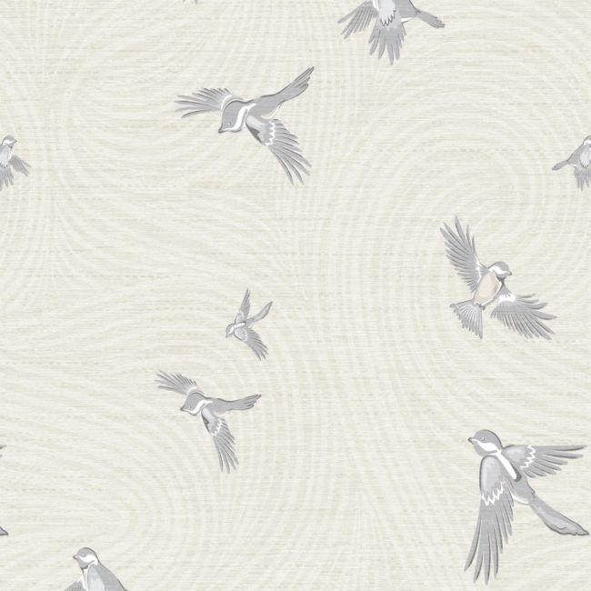 Chasing Paper Light Tan Chickadee Peel and Stick Wallpaper 2'x8' - Image 0