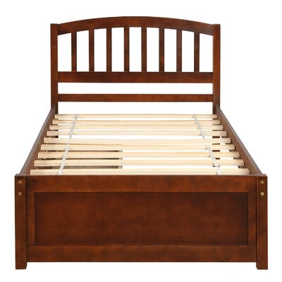 Twin Platform Storage Bed Wood Bed Frame With Two Drawers And Headboard, Espresso - Image 0