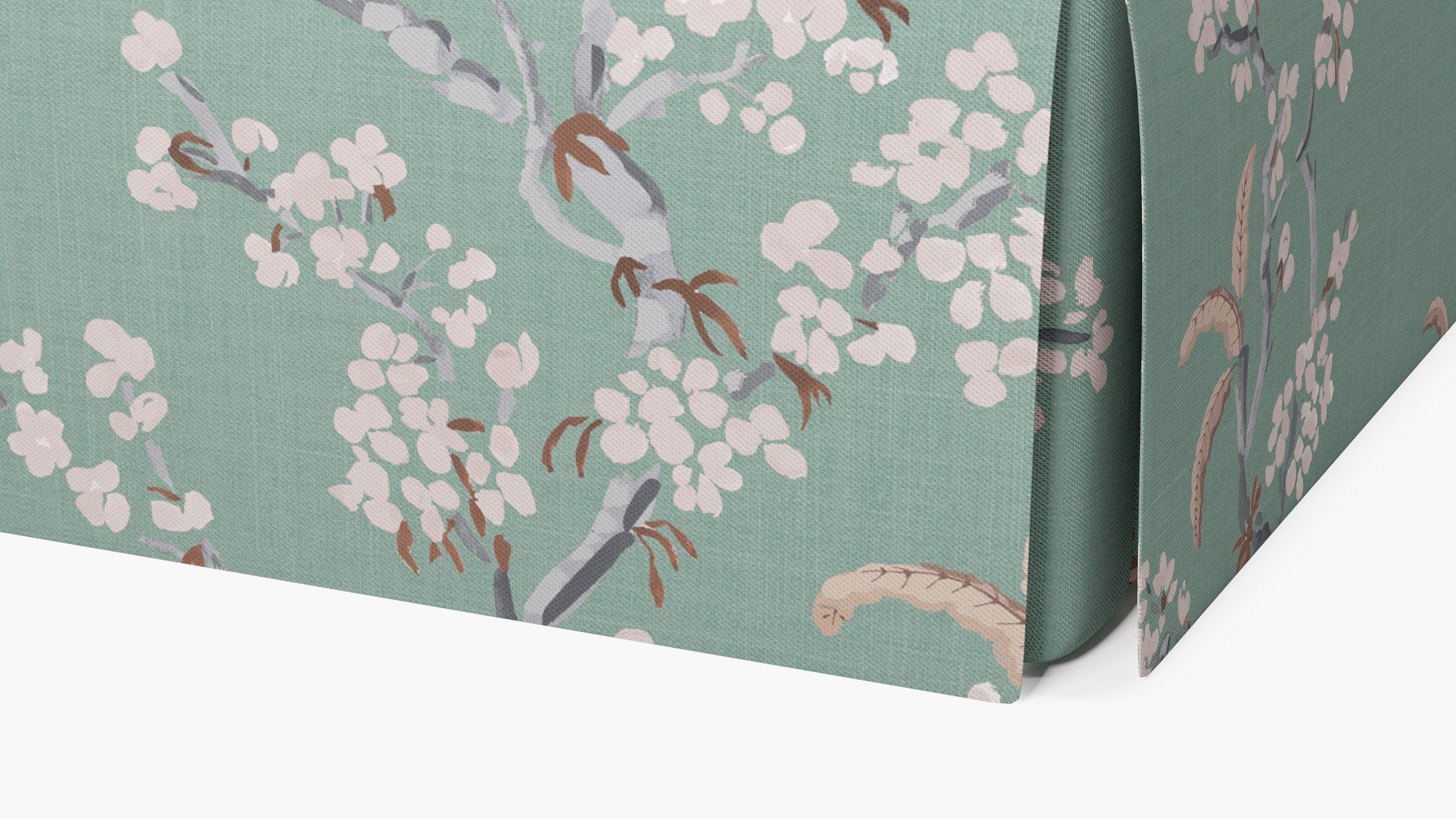 Skirted Track Arm Sofa, Mint Cherry Blossom, Extra Deep (43") - Image 6