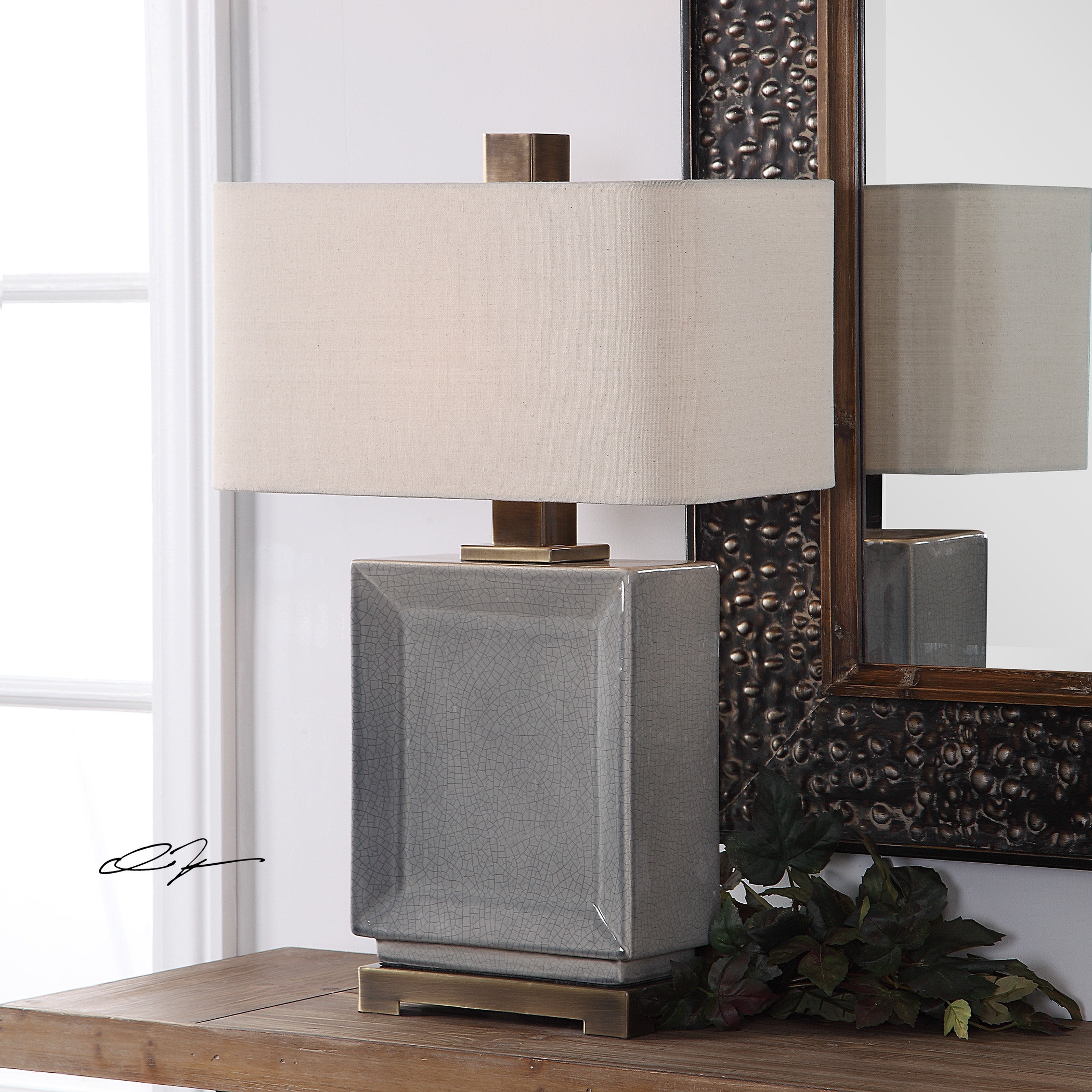 Abbot Crackled Gray Table Lamp - Image 0