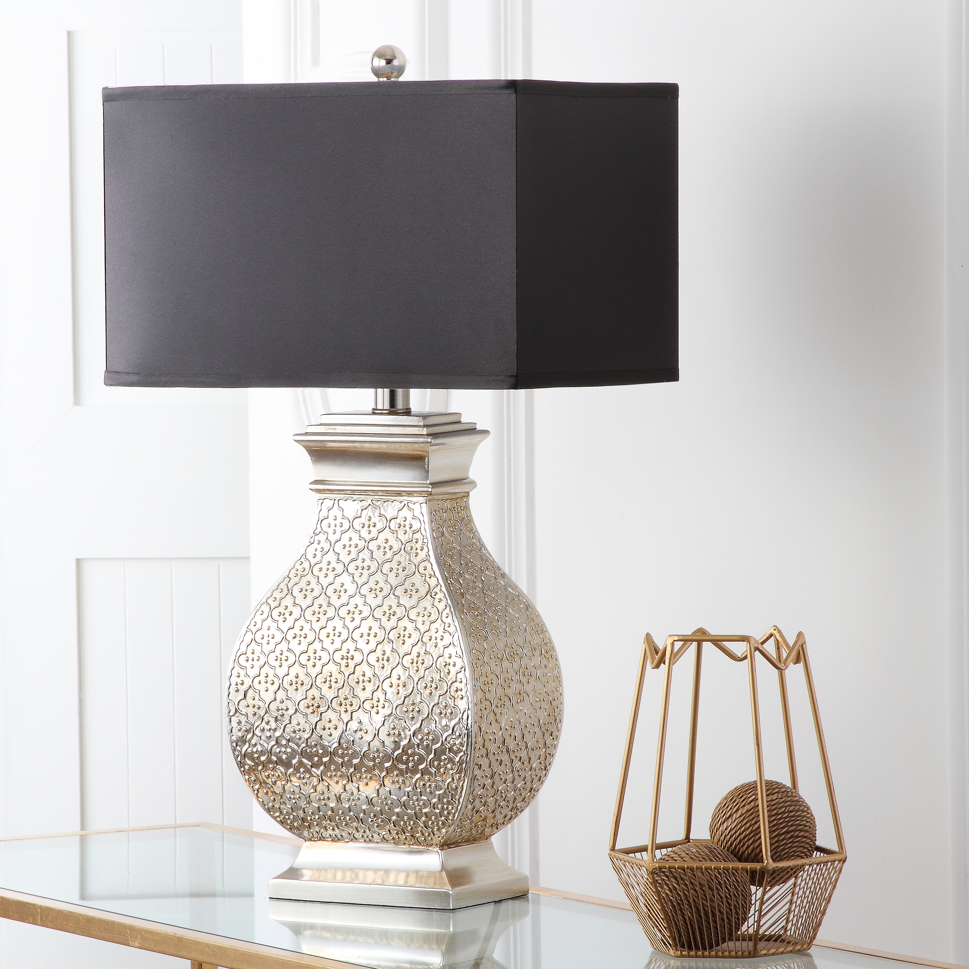 Malaga 29-Inch H Table Lamp - Antique Silver - Safavieh - Image 2