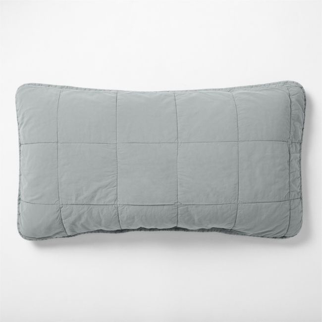 Sunwashed Organic Cotton Smoke Blue King Quilted Bed Pillow Sham - Image 0