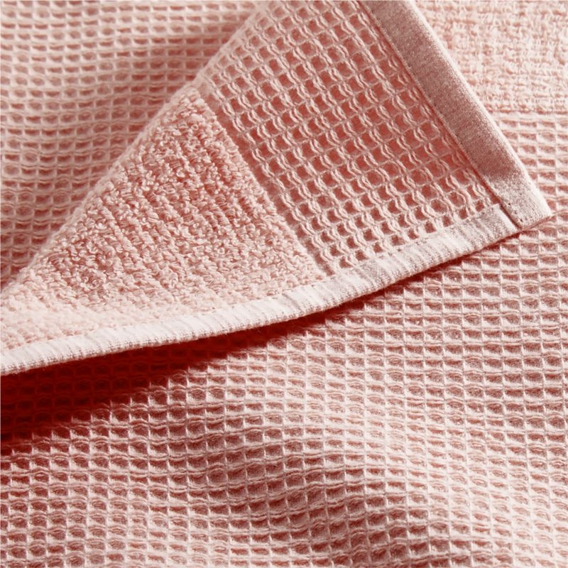 Pink 100% Organic Cotton Waffle Hand Towel - Image 2