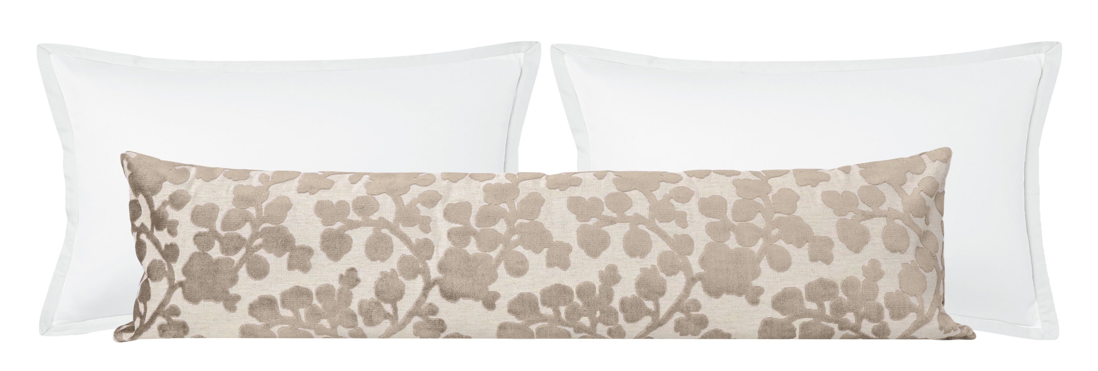 THE XL LUMBAR :: BLOSSOM CUT VELVET // STONE - 14" X 48" - Image 0