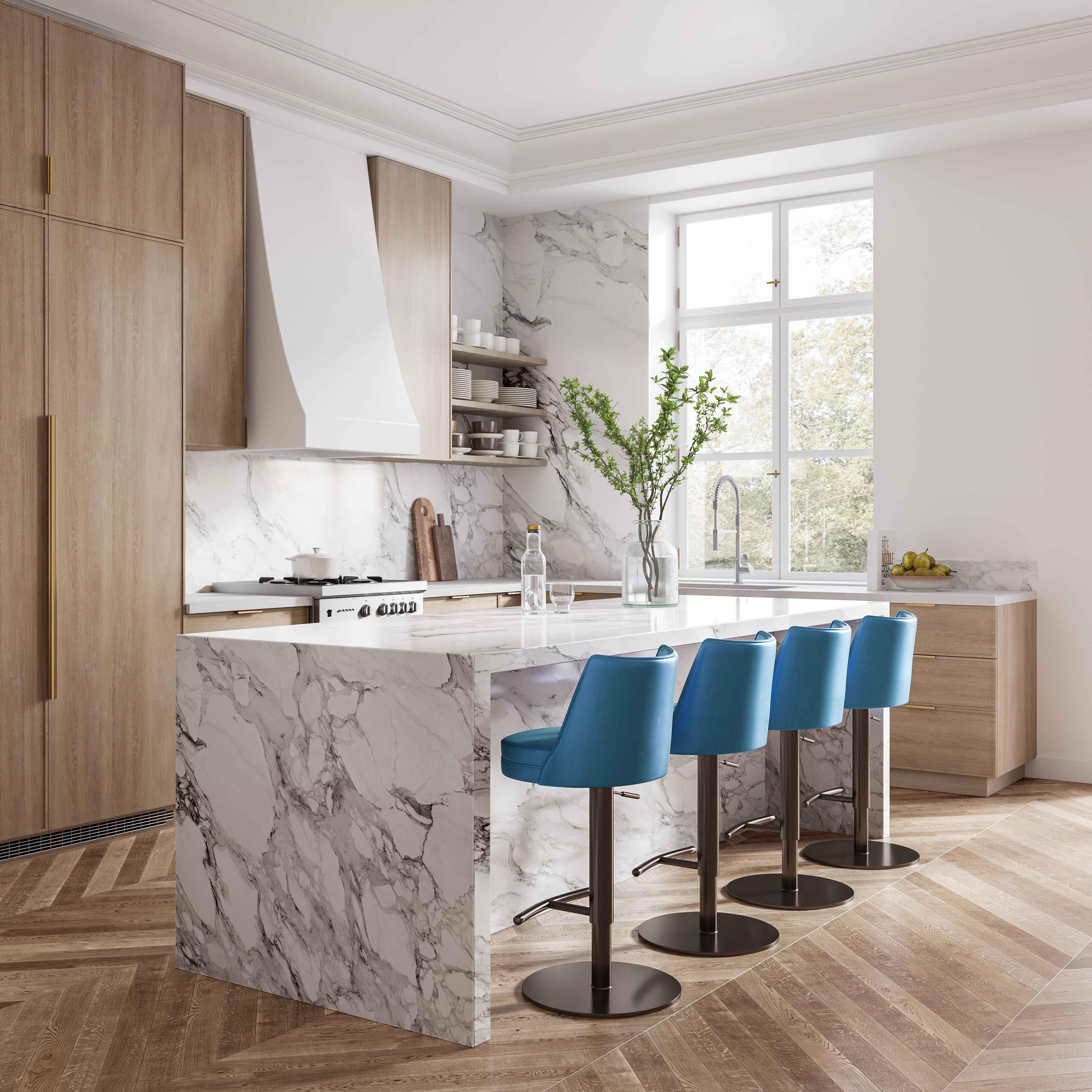 Gala Blue Performance Vegan Leather on Adjustable Stool - Image 5