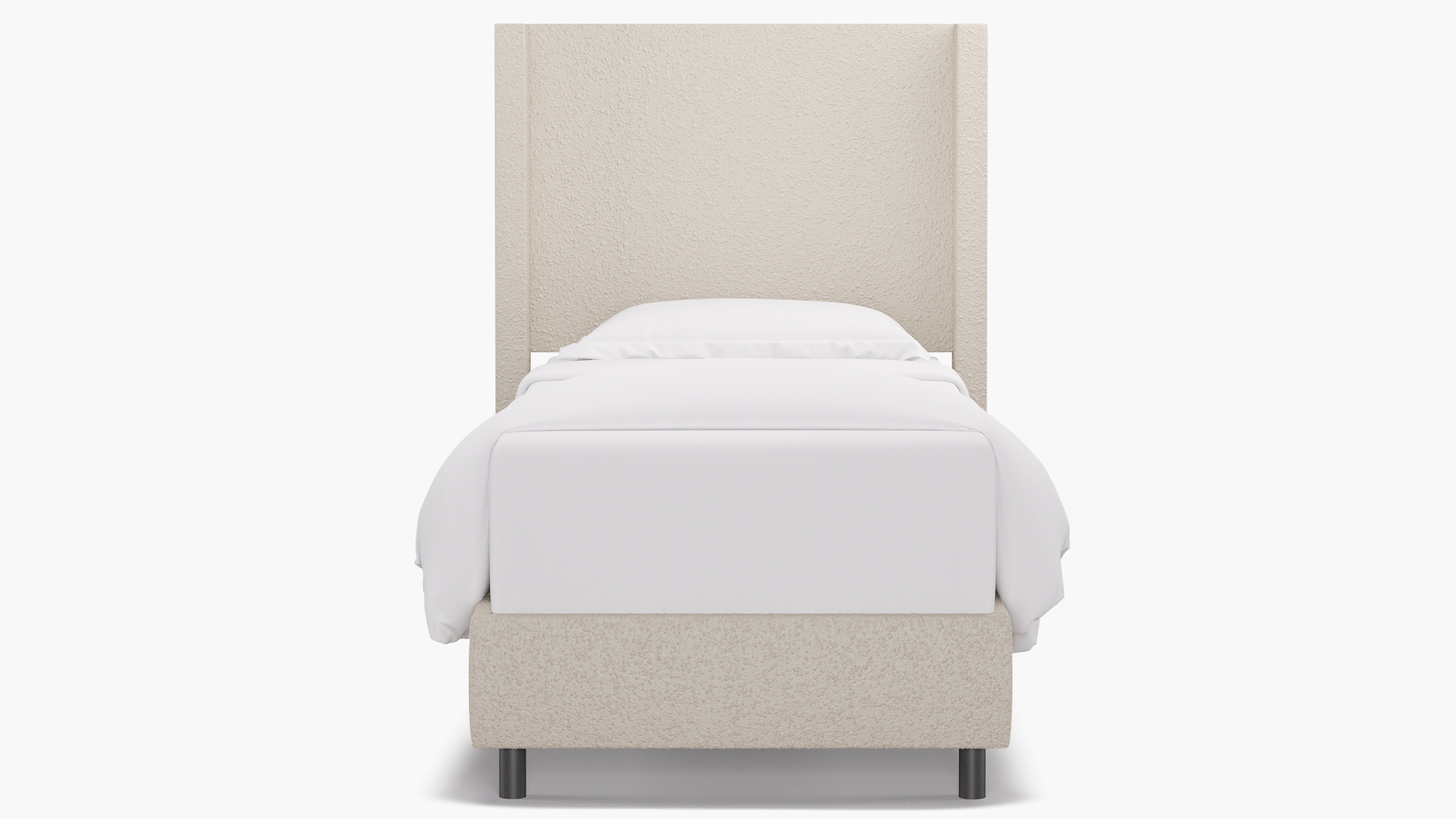 Modern Wingback Bed, Snow Bouclé, Twin - Image 0
