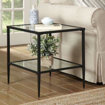 Harlan Double Shelf Glass Top Side Table with Storage - Image 0
