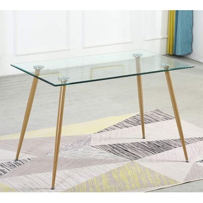 Modern Glass Dining Table Rectangular Glass Dining Room Table - Tempered Glass Top With Sturdy Metal Leg For Dining Room, Kitchen Table, 47.2 X 27.5 X 29.5 In - Image 0