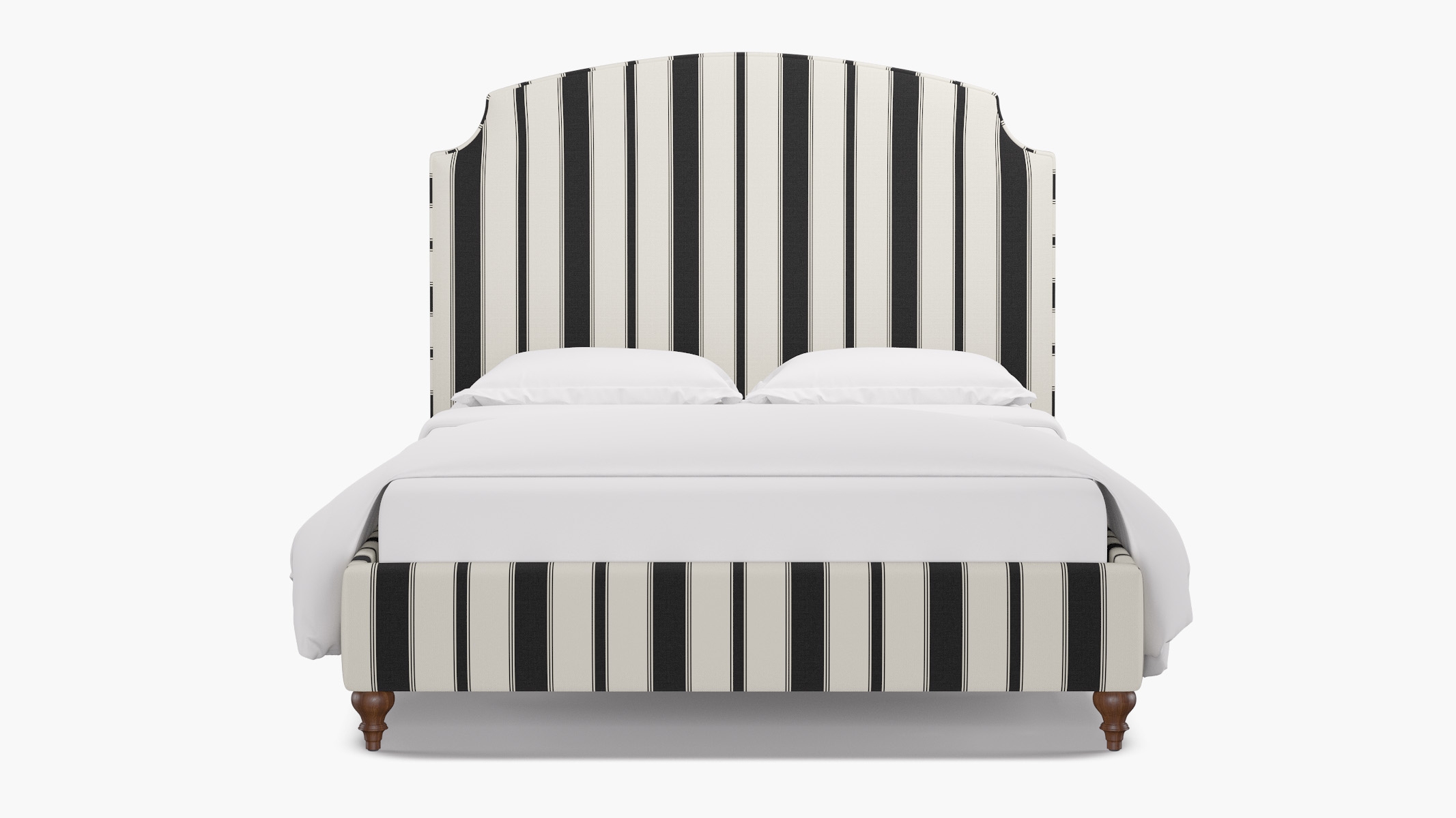 Cove Bed, Ink Clarence Stripe, Walnut Traditional Turned Leg, King - Image 0
