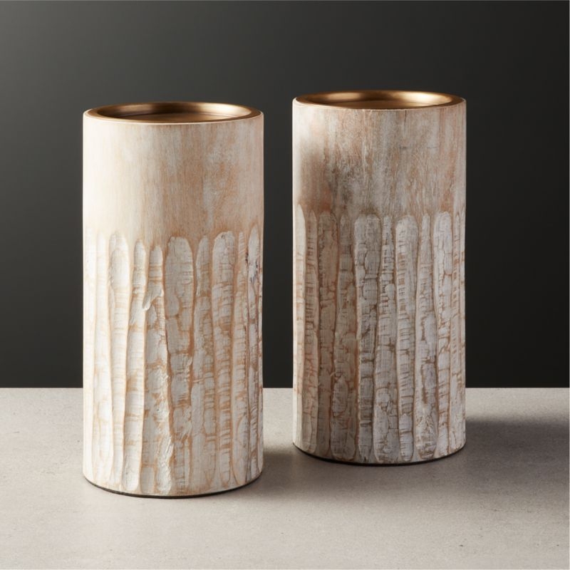 Notch Mango Wood Plllar Candle Holder Large - Image 3