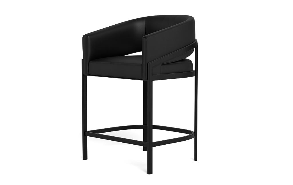 Mina Leather Metal Framed Upholstered Stool - Image 2