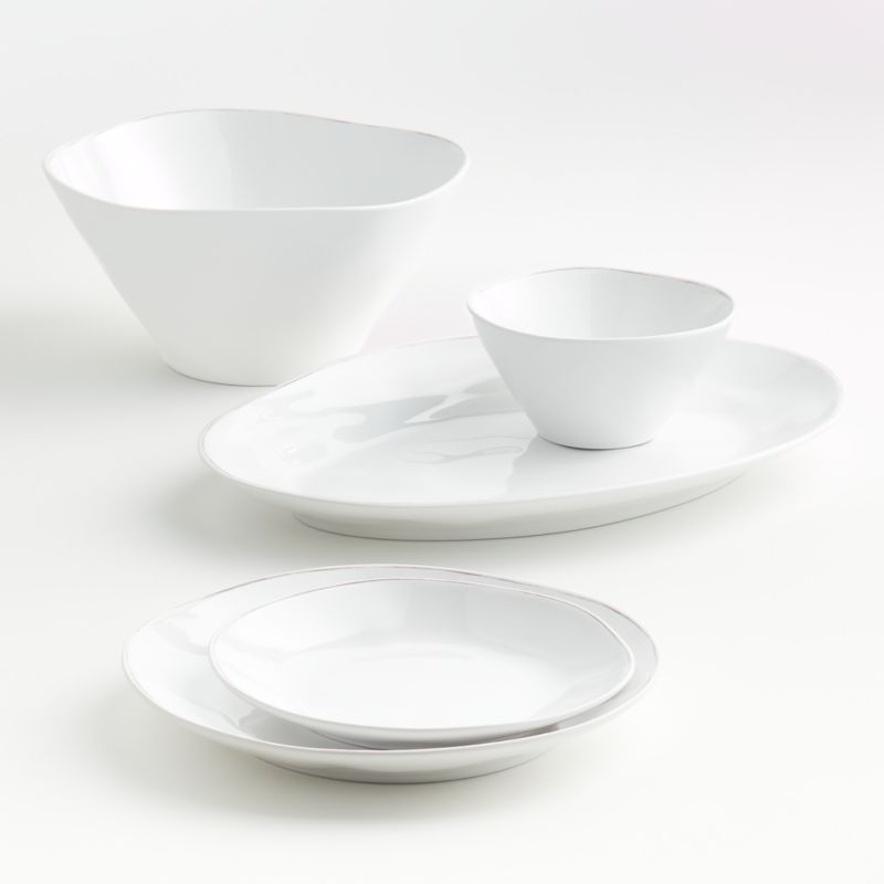 Marin White Outdoor Melamine Oval Platter - Image 1