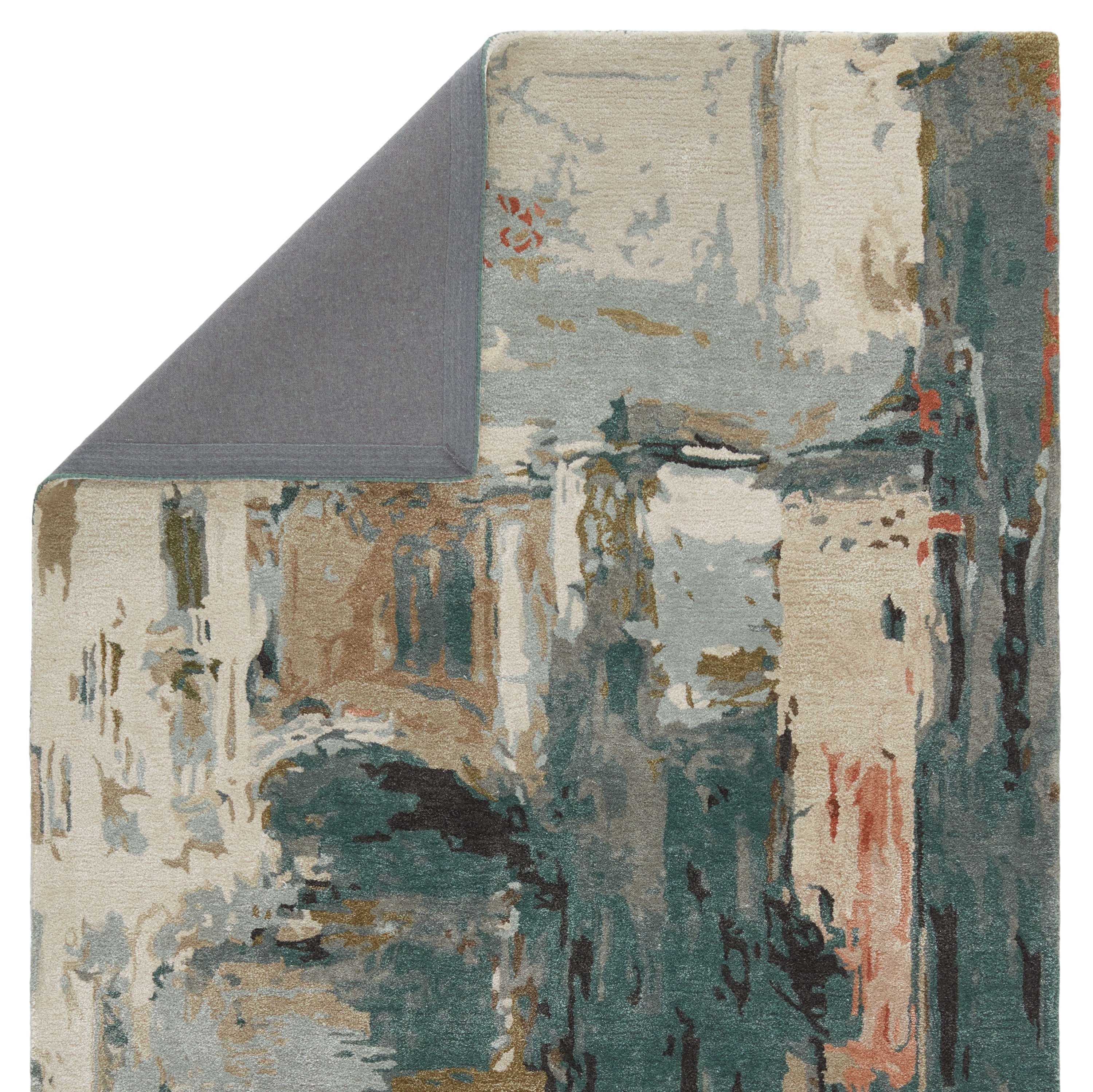 Luella Handmade Abstract Green/ Gray Area Rug (5'X8') - Image 2