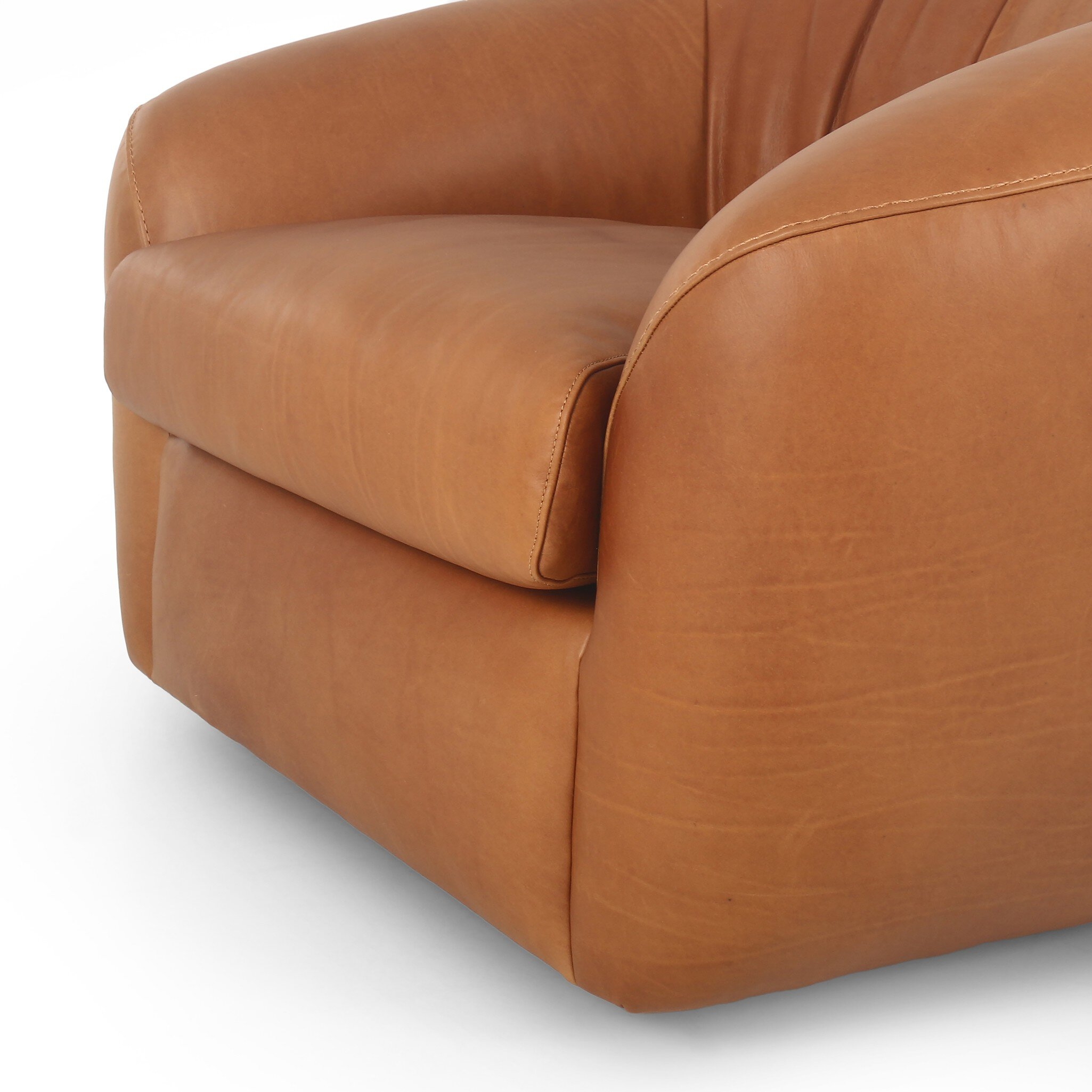 Saldana Swivel Chair - Lorento Cognac - Image 4